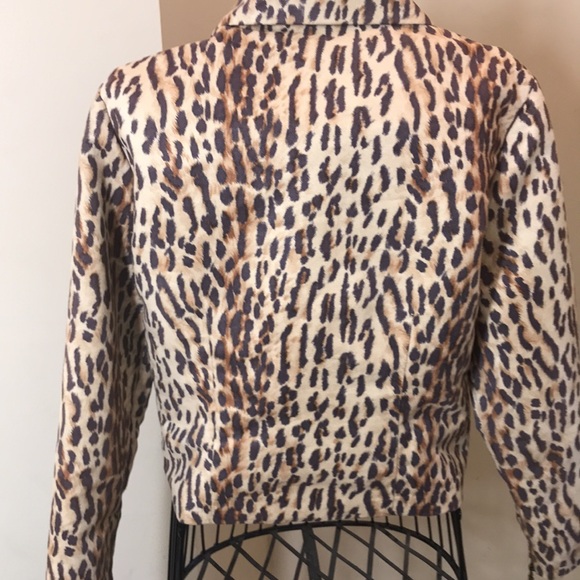 Vintage Sharon Endick Kate PolySuede Crop Leopard Print Jacket in Size M - Picture 6 of 9